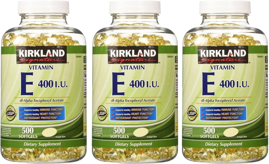 Kirkland Signature, Βιταμίνη Ε 400 IU 500 Softgels fvKDn (Συσκευασία 3)
