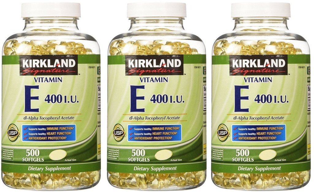 Kirkland Signature, Βιταμίνη Ε 400 IU 500 Softgels fvKDn (Συσκευασία 3)