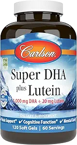 Carlson - Super DHA Plus Λουτεΐνη, 1000 mg DHA + 20 mg Λουτεΐνη, 120 Softgels