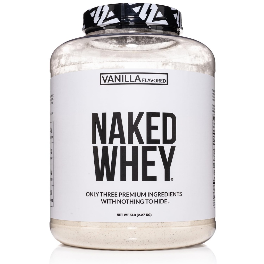 NAKED Vanilla Whey Protein Powder - όλα τα φυσικά χόρτο Fed Whey Protein Powder, Vanilla Flavor, Organic Coconut Sugar, 5Lb χύδην, GMO-free, χωρίς σόγια, χωρίς γλουτένη - 61 εξυπηρετούν