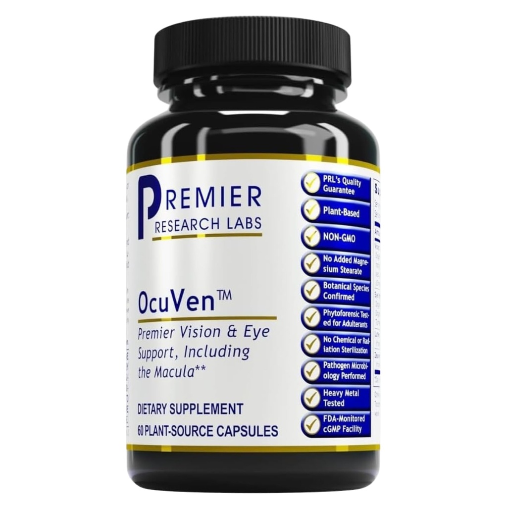 Premier Research Labs OcuVen - Lutein και Zeaxanthin συμπλήρωμα, Βιταμίνες ματιών, Συμπληρώματα υγείας ματιών για ενήλικες & ηλικιωμένους, Συμπληρώματα όρασης, Macular Health, Φροντίδα ματιών - 60 κάψουλες χορτοφάγων