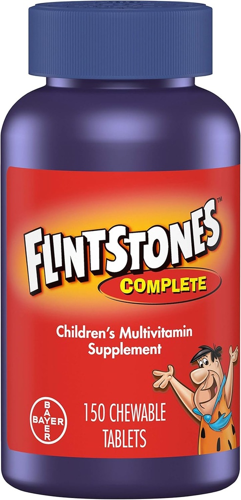 Flintstones Chewable Kids Βιταμίνες, Complete Multivitamin for Kids and Toddlers with Iron, Calcium, Vitamin C, Vitamin D & more, 150ct