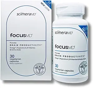 ScimeraMD® FocusMD Brain Supplement με Nootropic Organic Coffeeberry, Huperzine A για Μνήμη, Εστίαση και Ενέργεια, 30 CT