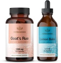 HERBAMAMA Goat's Rue and Lemon Balm Kit - Bundle των 1200 mg Goat's Rue Capsles & Lemon Balm Liquid Drops 4 fl oz - Vegan, Non-GMO, Sugar & Alcohol-Free - 2 Pack
