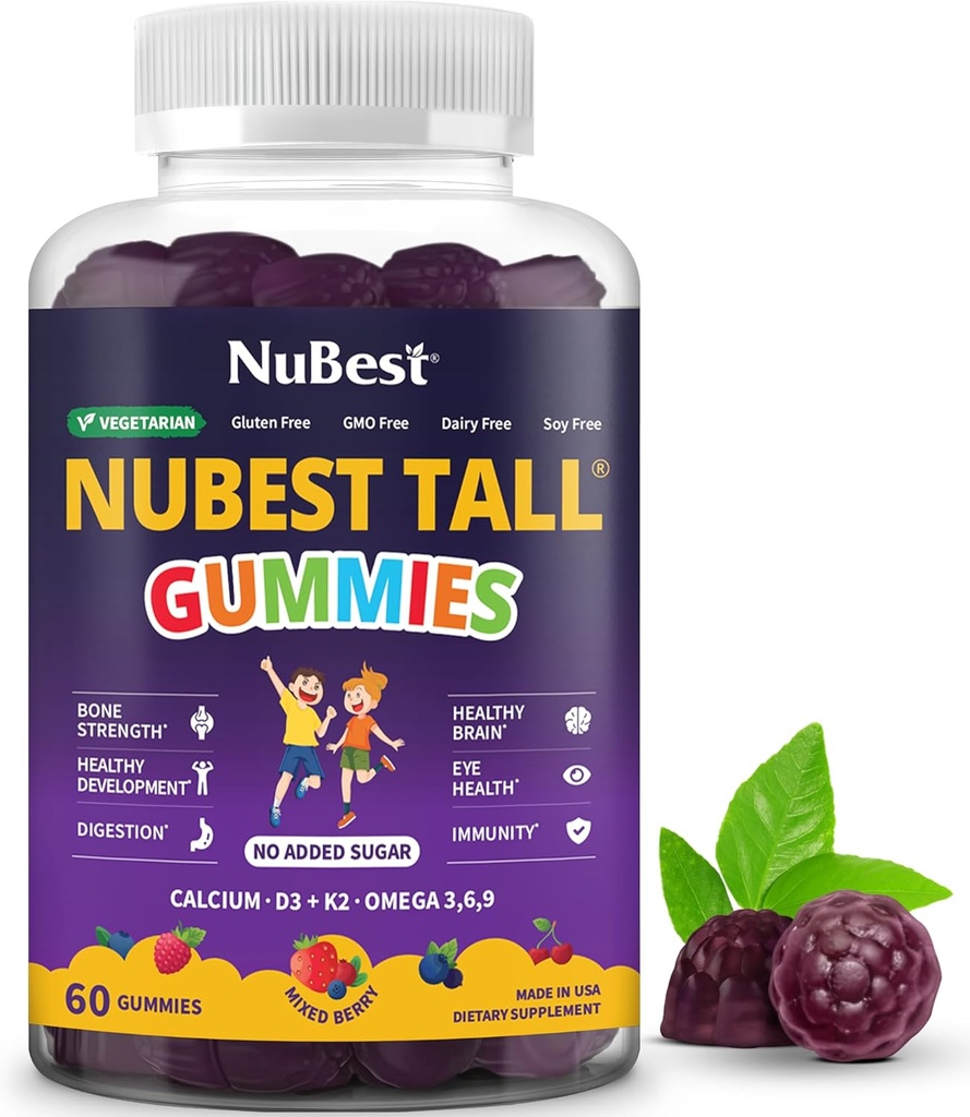 NuBest Ψηλός Gummies για Παιδιά Ηλικία 2+ & Έφηβοι  Βιταμίνες Μούρα, Χωρίς Προστιθέμενη Ζάχαρη