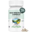 Maxi Health Μαγνήσιο Κάψουλες - Παραγωγή Ενέργειας - Μυϊκή & Νεύρο Υγεία - Υποστήριξη των οστών - Συμπλήρωμα Μαγνήσιου Οξειδίου, Μαγνήσιο Γλυκινικό Χηλικό και Μαγνήσιο Κιτρικό - 90 Count by Maxi Health