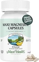 Maxi Health Magnesium Capsules - Energy Production - Muscle & Nerve Health - Bone Support - Magnesium Supplement from Magnesium Oxide, Magnesium Glycinate Chelate and Magnesium Citrate - 90 Count by Maxi Health
