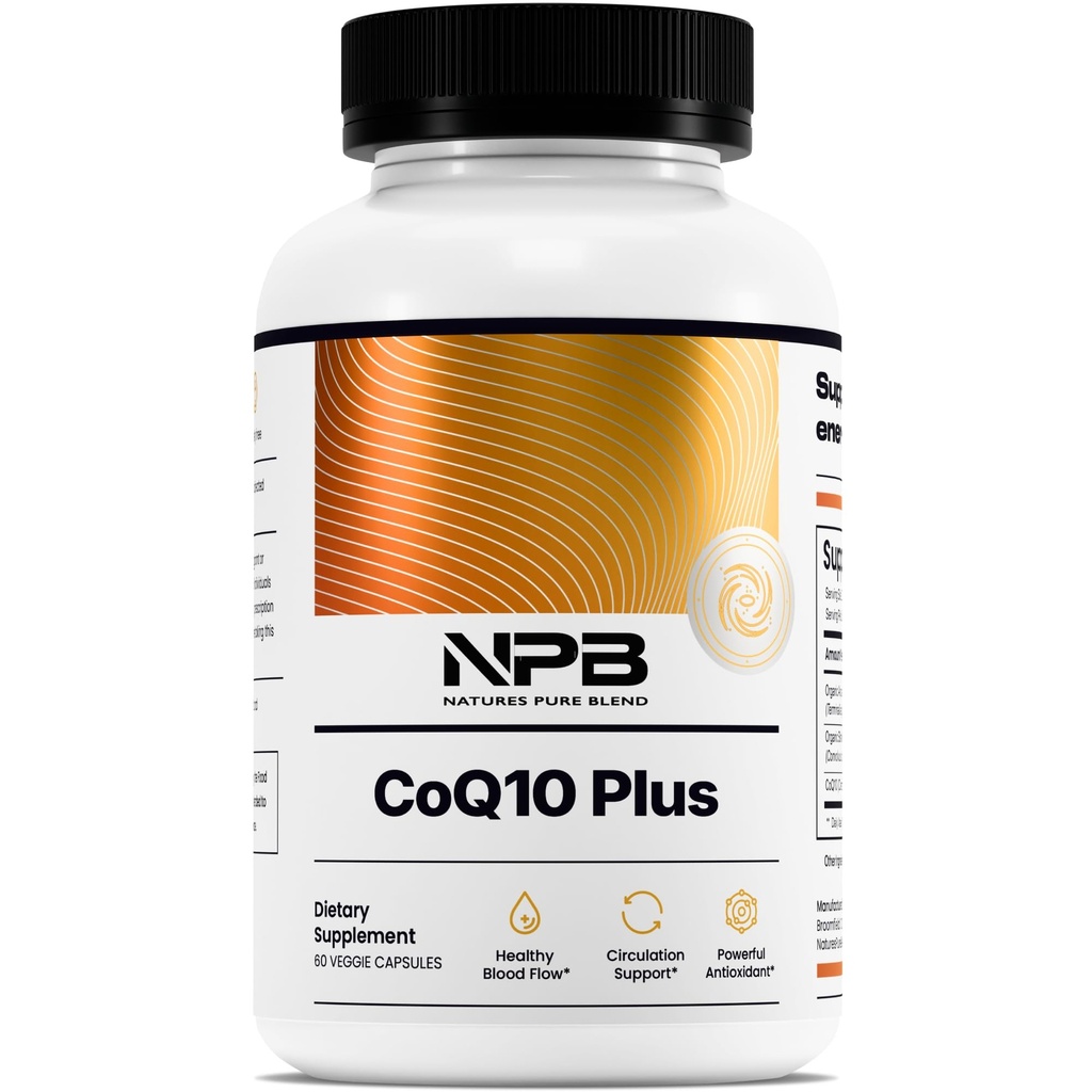 Pure Blend CoQ10 Plus – Αντιοξειδωτική Φόρμουλα με Arjuna & Shankhpushpi – CoQ10 Ubiquinol για Κυκλοφορία, Ροή αίματος & Ενέργεια – Συμπλήρωμα Συνένζυμου Q10 για το ανοσοποιητικό σύστημα – 60 κάψουλες