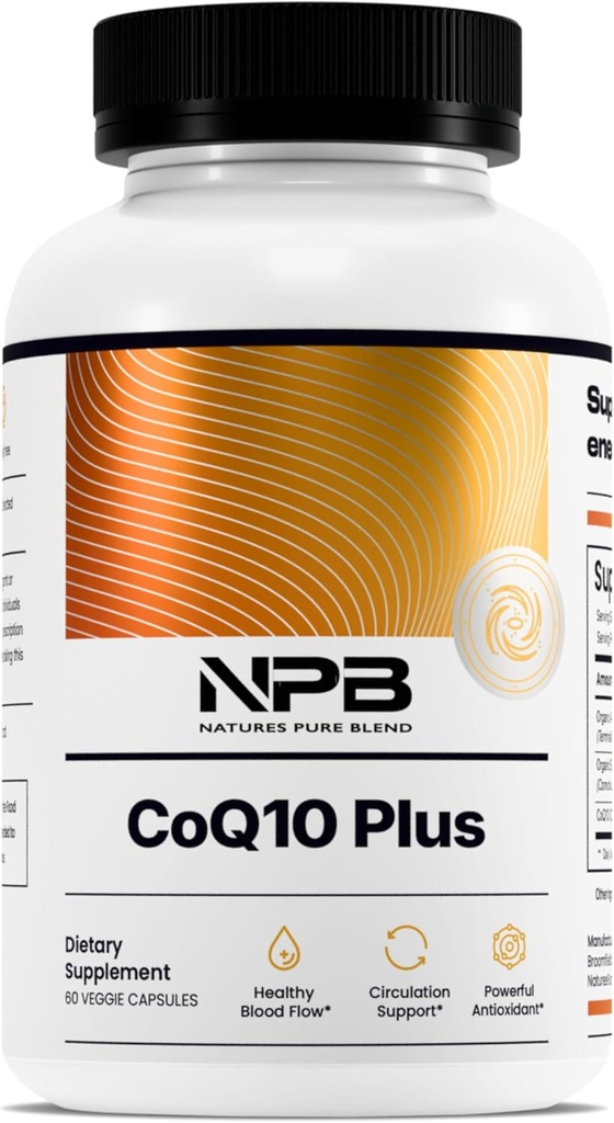 Pure Blend CoQ10 Plus – Αντιοξειδωτική Φόρμουλα με Arjuna & Shankhpushpi – CoQ10 Ubiquinol για Κυκλοφορία, Ροή αίματος & Ενέργεια – Συμπλήρωμα Συνένζυμου Q10 για το ανοσοποιητικό σύστημα – 60 κάψουλες