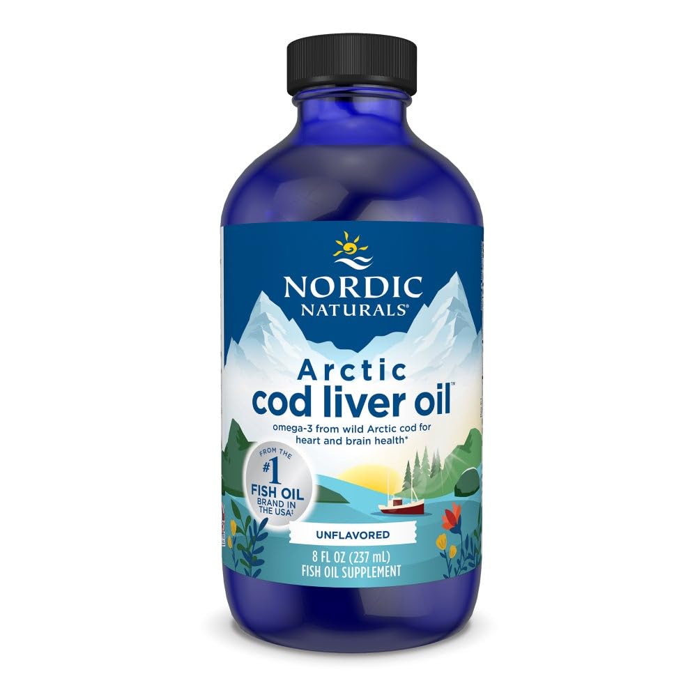 Nordic Naturals Arctic Cod Liver Oil, Unflavored - 8 oz - 1060 mg Σύνολο Omega-3s με EPA & DHA - Καρδιά & Εγκεφαλική Υγεία, Υγιεινή Ανοσία, Συνολική Ευεξία - Μη ΓΤΟ - 48 Υπηρεσίες
