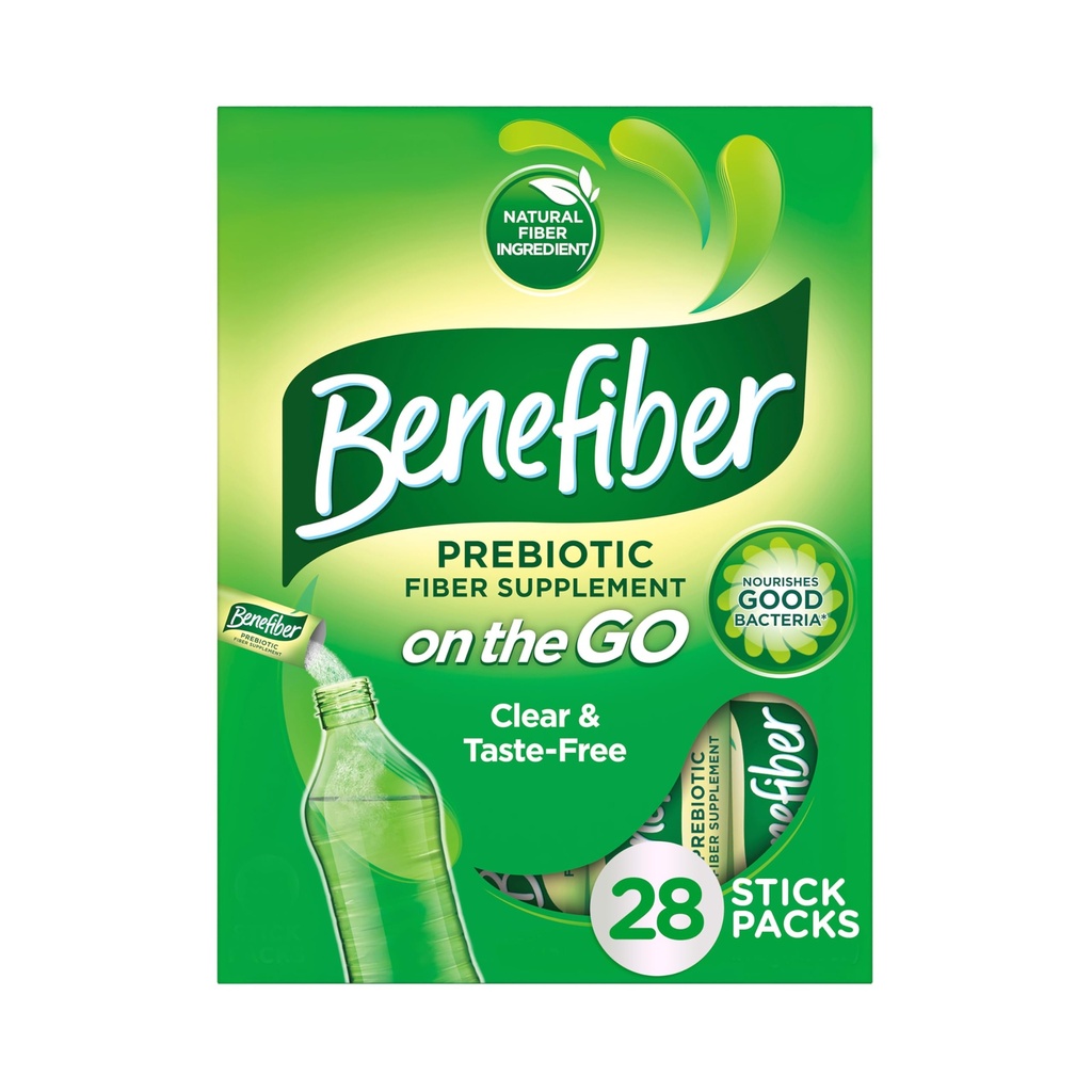 Beneiber On The Go Prebiotic Fiber Supplement Powder for Digestive Health, Daily Fiber Powder, Unflaved Powder Stick Packs - 28 Sticks (3.92 Ουγγιά)