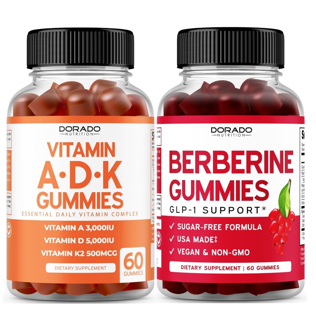 ADK Gummies Vitamin D3 K2 (60 Gummies) Sugar Free Vitamin D3 K2 - Supplement with D & K - 10 Vegan Supplement - Berberine Gummies with Ceylon Cinnamon for Adult - Non GMO & Made in USA