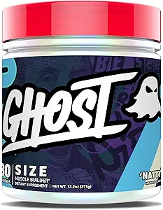 GHOST Size Muscle Builder Dietary Supplement - Natty, 30 Servings - Muscle Growth and Strength Building Supplements for Men & Women - Creatine, Betaine & Beta-Alanine - Free of Sugar & Gluten, Vegan