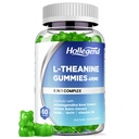 L-Theanine Gummies, l'theanine 400mg με Ashwagandha, GABA, 5HTP, L-theanine Chewable Supplement for Relax, Zzz & Focus Support, Vegan, Lemon Flavor, 60 Counts