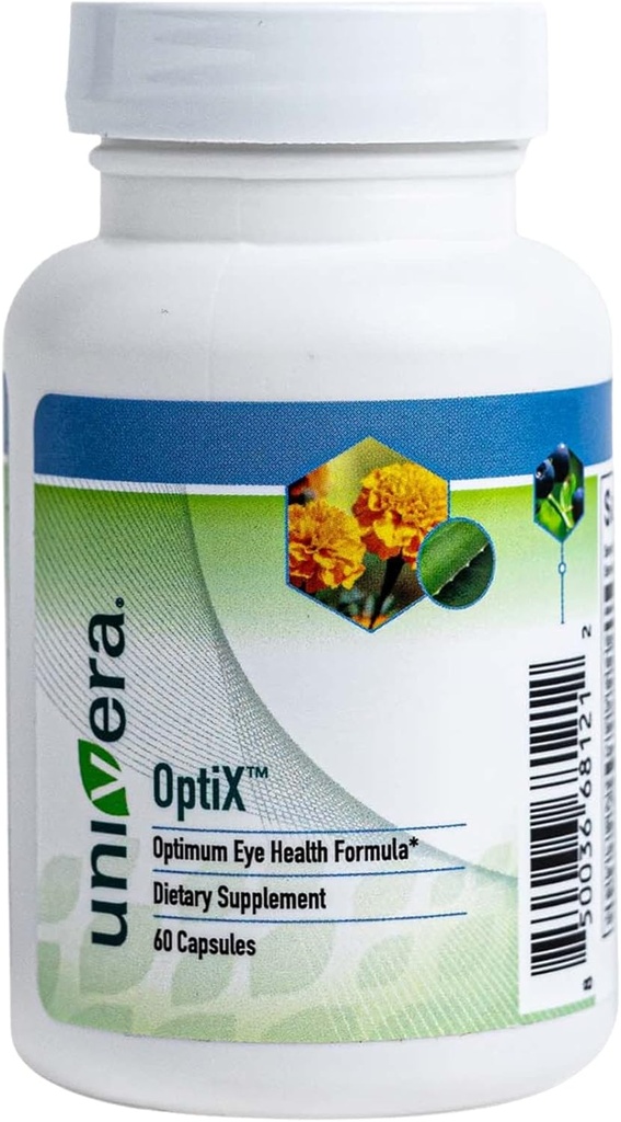 Univera OptiX, Eye Vitamins, Lutein, Zeaxanthin, Vitamin C, Zinc, Beta Carotene, Bilberry, Selenium, Supports Eye Strains, Maintains Healthy Eye Lens, 30 Day Supply