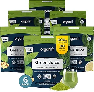 Organifi Green Juice - Βιολογικά Superfood Powder - 180-Day Supply - Βιολογικό Vegan Greens - Βοηθά στη μείωση της κορτιζόλης - παρέχει καλύτερη απάντηση στο άγχος - Υποστηρίζει τον έλεγχο του βάρους - Συνολική ευεξία του σώματος