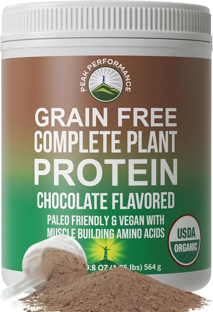 Βιολογικό Paleo Grain Free Plant Based Raw Vegan Protein Powder. Amino Acid Προφίλ και λιγότερο από 1g ζάχαρη. με κάνναβη και πρωτεΐνη μπιζέλι Γεύση σοκολάτας