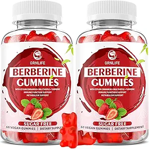 Berberine Gummies with Ceylon Cinnamon 1500mg High Potency Berberine HCL Supplement for Immune and Metabolism Support, Sugar Free, Strawberry Flavor - 120 Count