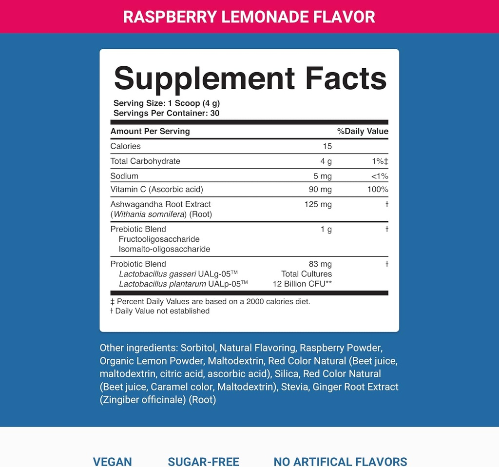 Nighttime Complete by Enabled You Daily Wellness Drink for Gut Health with Ashwagandha - Λεμονάδα από βατόμουρο με προβιοτικά, προβιοτικά, βιταμίνη C - Υποστηρίζει χαλάρωση & πέψη, φυτικής προέλευσης