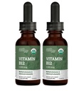 USDA Organic Vitamin B12 2000mcg Sublingual Liquid Supplement (2-Pack) - Vegan Methylcobalamin Drops for Natural Energy, Διατήρηση Μεταβολισμού, και Υποστήριξη ανοσοποιητικού συστήματος - 1 FL Oz