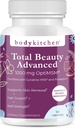 Body Kitchen Total Beauty Advanced, Περιέχει ελαστίνη, κερατίνη, βιοτίνη και υαλουρονικό οξύ, υποστηρίζει την ανάπτυξη των μαλλιών, ανανέωση του δέρματος, αντοχή των νυχιών, Veggie Caps, 90 Count