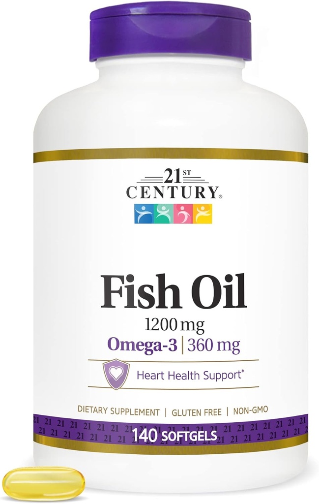 21st Century Fish Oil 1200 mg Softgels, 140 Count