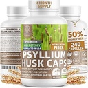 N1N Premium Psyllium Husk Capsules [All Natural,1450 MG] Powerful Soluble Fiber Supplement to Support Regularity and Digestive Health, 240 Caps