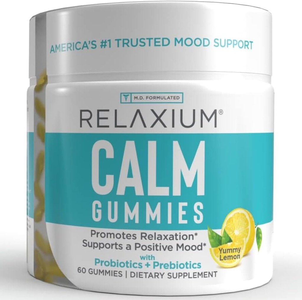Relaxium Calm Gummy, Αναπτύχθηκε στις ΗΠΑ, με Βιταμίνη Β6, Μαγνήσιο, και L-Θεανίνη, Ένα Gummy ανά Σερβίρισμα, 60 Gummies