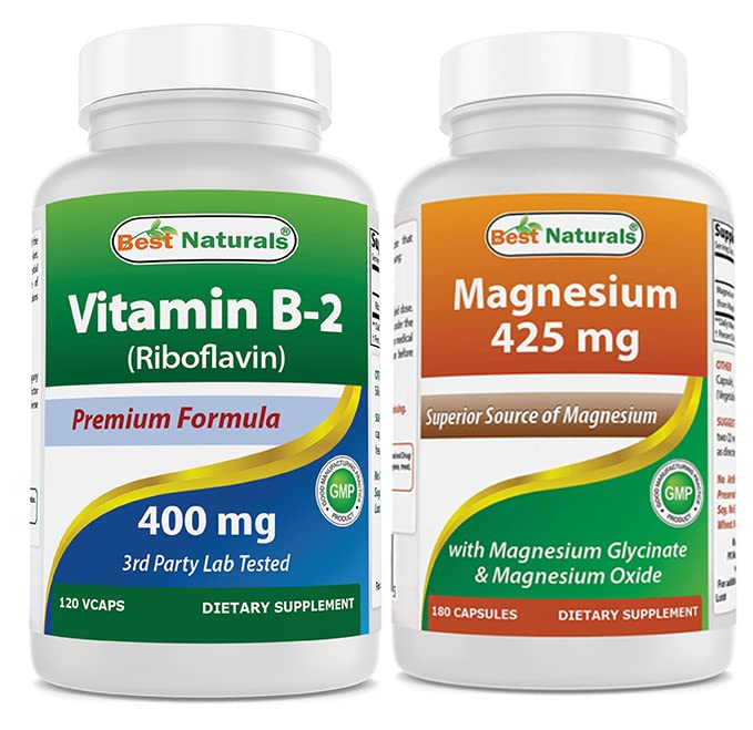 Best Naturals Βιταμίνη Β2 (Riιβοφλαβίνη) 400mg & Γλυκινικό μαγνήσιο 425 mg