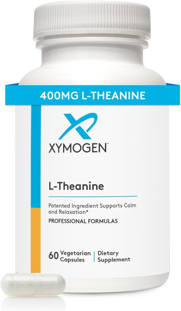 XYMOGEN L-Θεανίνη - Πατενταρισμένο Suntheanine L theanine 400mg ανά υπηρεσία - Amino Acid συμπλήρωμα για την υποστήριξη ηρεμίας + χαλάρωσης χωρίς υπνηλία, ηπατική υγεία (60 κάψουλες)