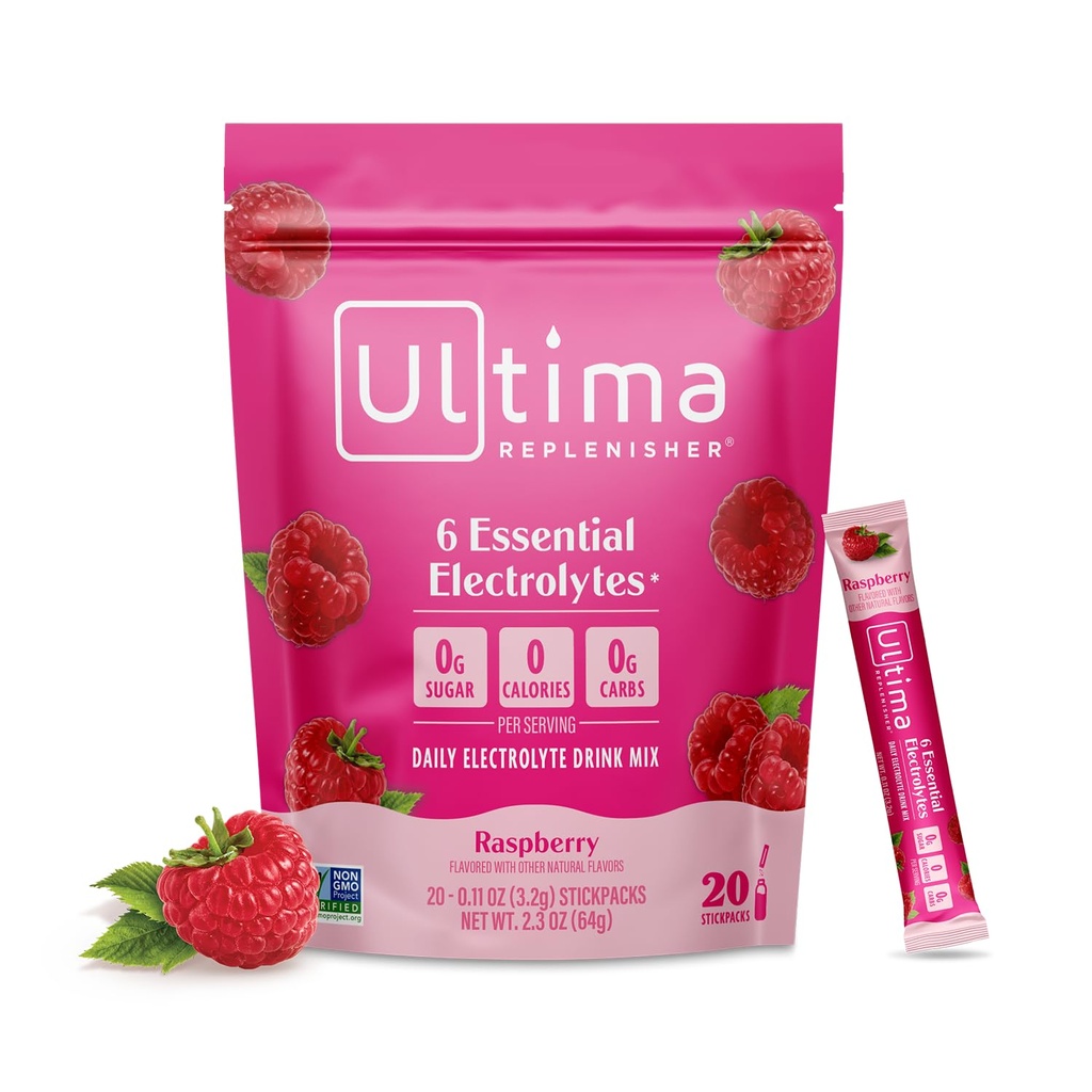 Ultima Replenisher Καθημερινή Ηλεκτρολυτικό Ποτό σε σκόνη Μίγμα – Χωρίς ζάχαρη – Βατόμουρο, 20 Stickpacks – Συσκευασίες ενυδάτωσης με 6 Ηλεκτρόλυτα Κλειδί και Ιχνηλάτηση Ορυκτά – Κετό Φιλικό, Vegan, Μη ΓΤΟ