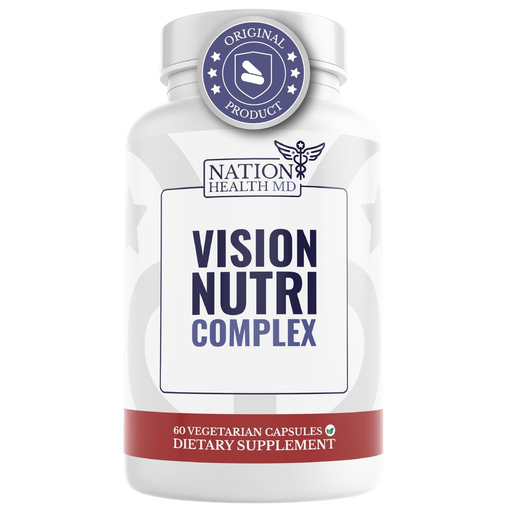 Vision Nutri Complex - Eye Vitamins with Lutemax 2020 Lutein & Zeaxanthin, Bilberry, Eyebright - Advanced Eye Supplements for Eyes Health, Vision Support & Retina Wellness - 60 Caps