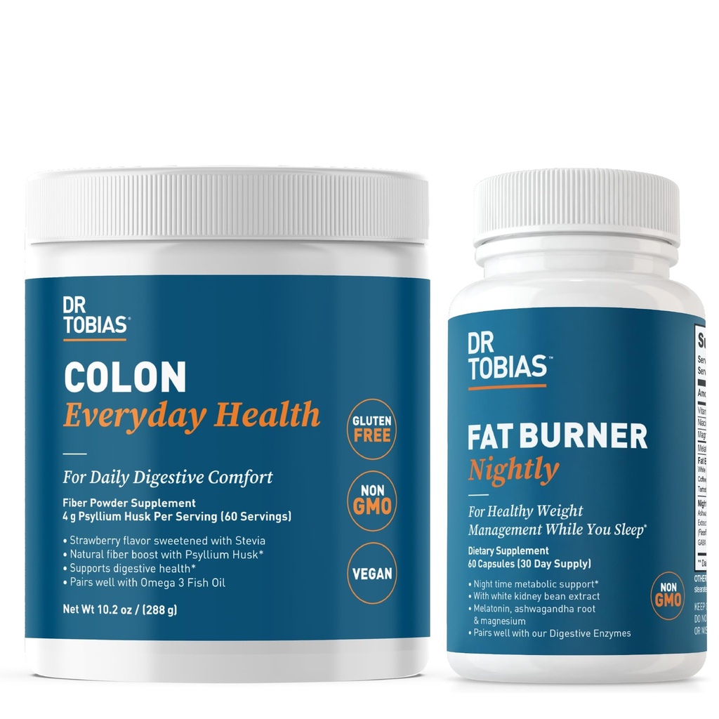 Dr. Tobias Colon Everyday Health and Fat Burner Nightly, Daily Digestive & Night Time Metabolic Support, Curb Cravings, Boost Energy & Gut Health, Non-GMO