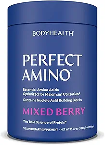 BodyHealth PerfectAmino Powder - BCAA and EAA Powder for Pre and Post Workout - Amino Acid Energy Drink for Men and Women to Support Lean Muscle and Recovery - Mixed Berry - 60 Servings