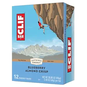 CLIF BAR - Blueberry Almond Crisp - Made with Organic Oats - Non-GMO - Plant Based - Energy Bars - 2.4 oz. (12 Pack)