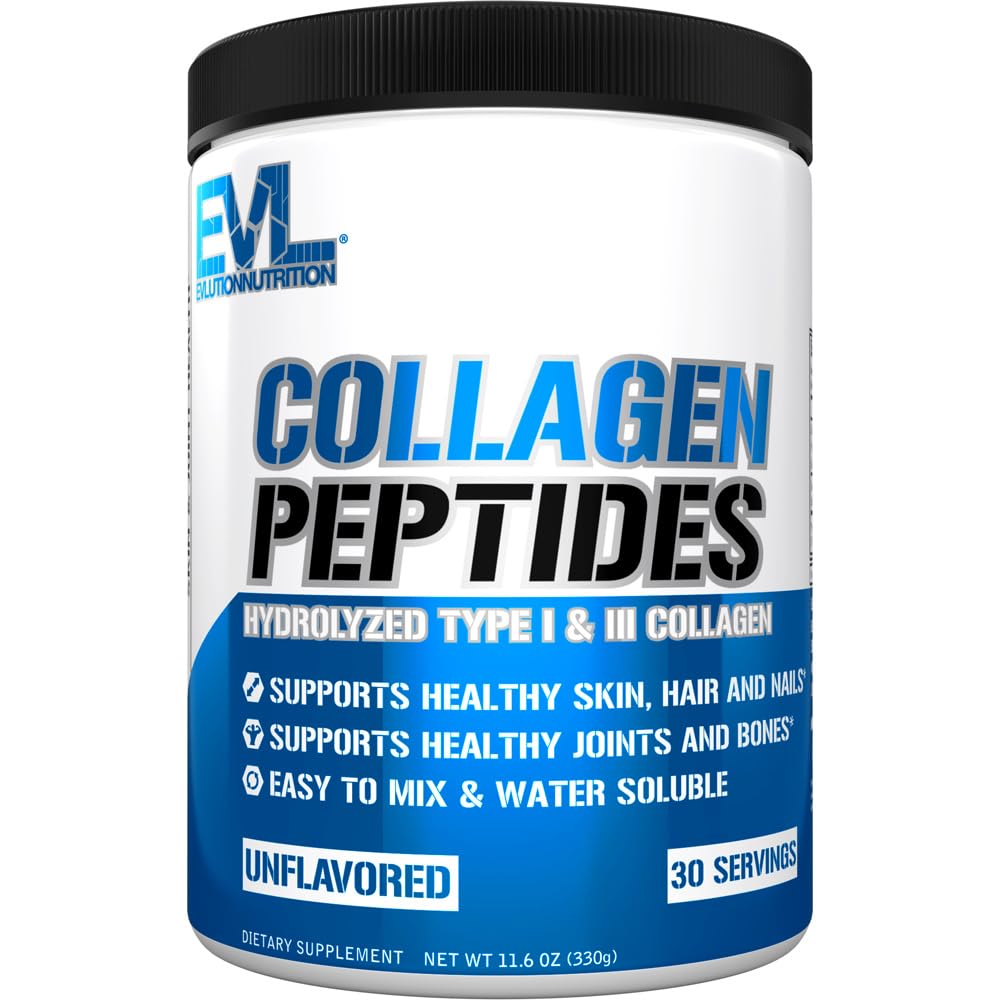 Διατροφή Evlution Collagen Peptides σκόνη, Premium Hydrolyzed Collagen για την υποστήριξη υγιή δέρμα, μαλλιά, οστά, αρθρώσεις, νύχια & περισσότερα (30 υπηρεσίες)