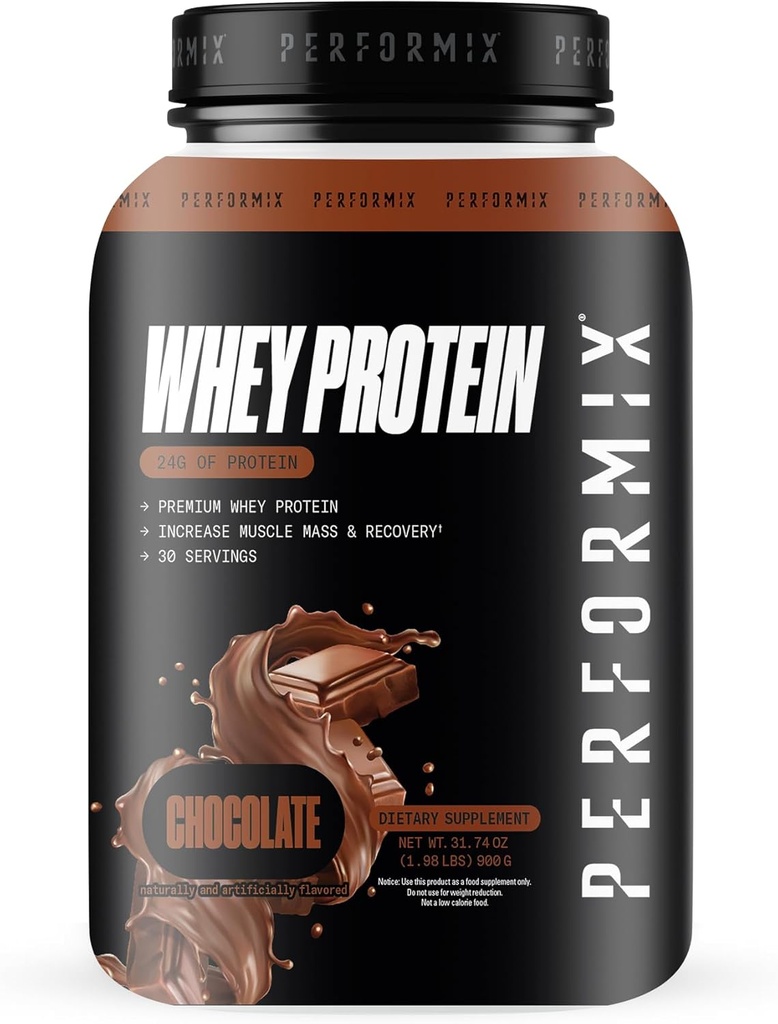 PERFORMIX - Whey Protein Isolate Blend - 24g Πρωτεΐνη - 5.4g BCAAs - 110 θερμίδες - Μυϊκό Κτίριο & μετά την προπόνηση Ανάκτηση - 100% Whey Protein Powder - 1.98 lbs - 30 Σερβιέτες - Σοκολάτα