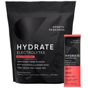 Sports Research Hydrate Electrolytes Powder Packets - Sugar-Free & Naturally Flavored with Vitamins, Minerals, and Coconut Water - Supports Hydration - 16 Packets - Cherry Pomegranate