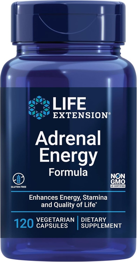 Επέκταση ζωής Adrenal Energy Formula, Βοηθά στην αναστολή των επιπτώσεων του στρες, ιερό Βασίλειο, cordyceps, μπακόπα και ashwagandha, Γλουτένη χωρίς, μη ΓΤΟ, χορτοφάγοι, 120 κάψουλες