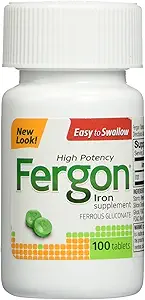 Fergon High Potency Iron Supplement Tablets, 100 Count