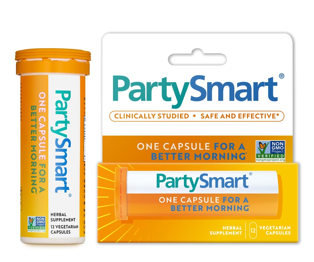 Himalaya PartySmart, 12 Capsule Tube - Διάσπαση οινοπνεύματος Ηπατική Υποστήριξη για μια Καλύτερη Πρωινή Μετά το Ποτό - Plant Based, Vegan, Μη ΓΤΟ, Χωρίς Γλουτένη, Κλινικά Σπουδές