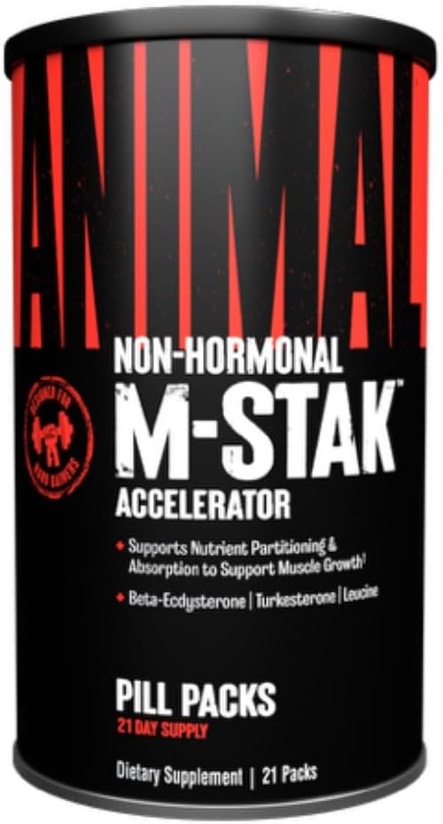 Animal M-Stak - Muscle Builder and Anabolic Mass Gainer Supplement for Bodybuilding - Lean Muscle Growth, Amino Complex and Pre Workout Energy, 21 Packs