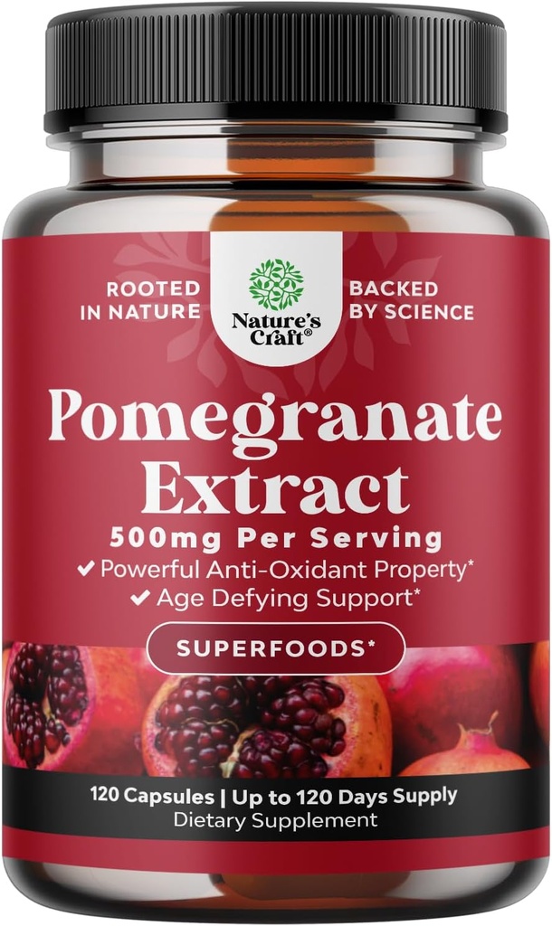 Advanced Antioxidant Superfood Pomegranate Supplement - Φυσικό εκχύλισμα Ρόδι Πολυφαινόλες συμπλήρωμα για την καρδιακή υγεία και κοινή υποστήριξη - Reds Superfood Κάψουλες σκόνης για άνδρες και γυναίκες 120ct