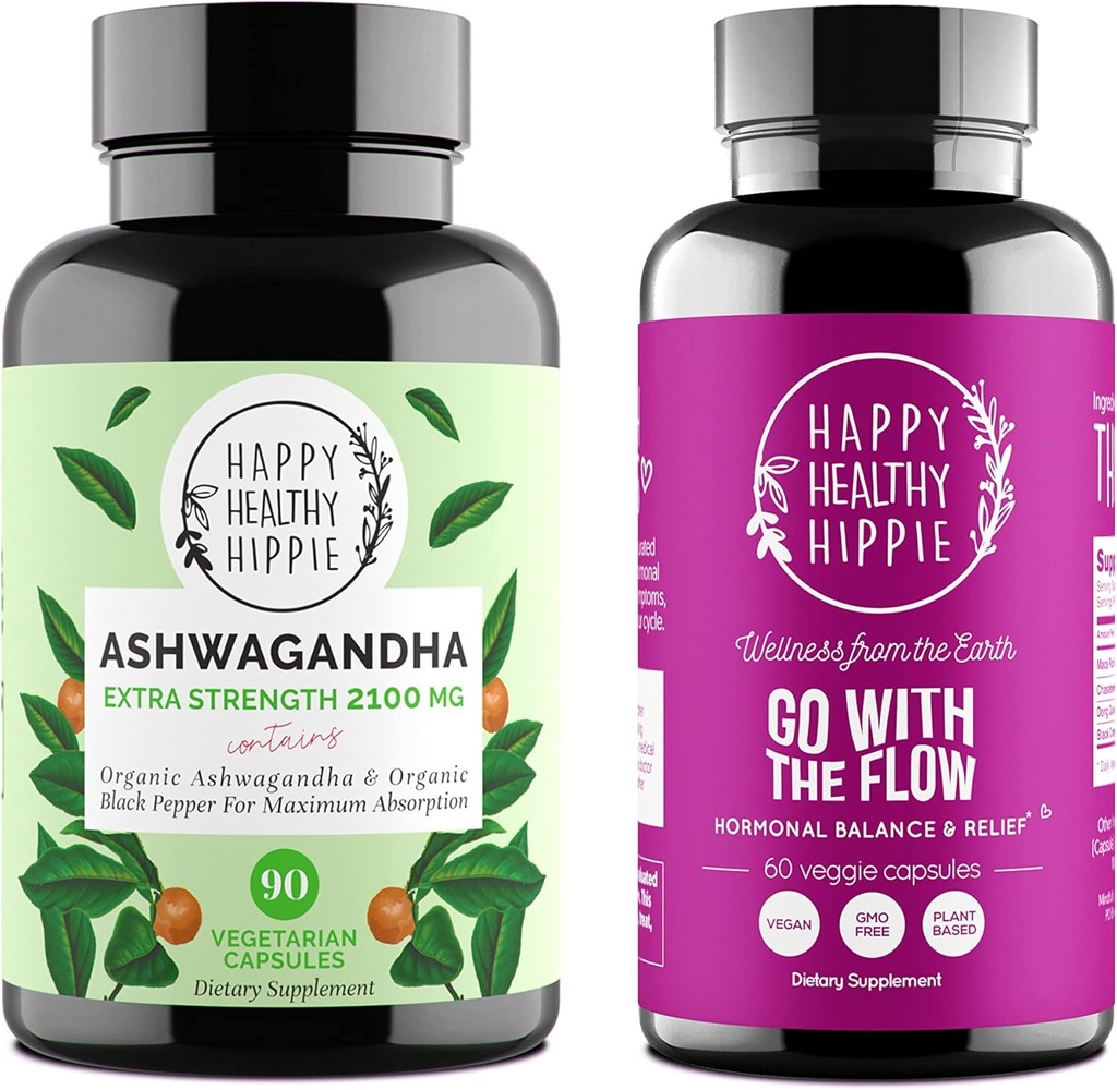 Happy Healthy Hippie Go with The Flow Bundle (2pk) - Πηγαίνετε με τη ροή & Ashwagandha