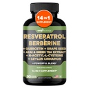 Gade Nutrition Resveratrol Berberine Quercetin Grape Seed Extract Πράσινο εκχύλισμα τσαγιού N-Acetyl Cysteine - 14 in 1 Complex Supplement for Women & Men with Poent Antioxidants - Made in USA