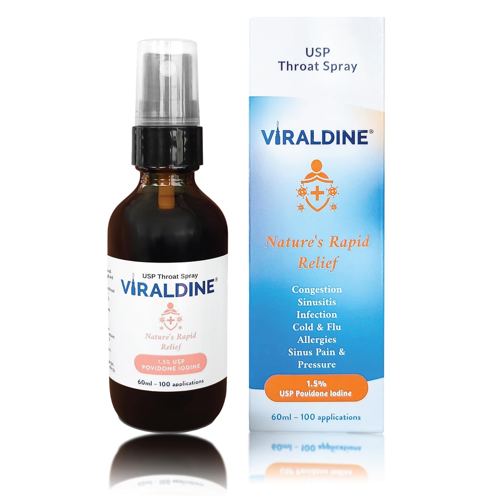 1,5% Povidone-Iodine Sore Throat Spray, Μικροπλαστικό-ελεύθερο μπουκάλι, FSA/HSA Επιλέξιμο, 60ml