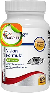 Equate Vision Formula with Lutein - Advanced Eye Health Dietary Supplement, 120 Tablets - Supports Vision Clarity, Antioxidant Protection, and Eye Wellness + Create Sticker