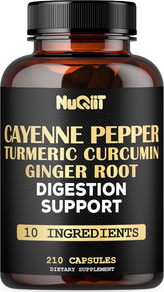 Cayenne Pepper Supplement with Turmeric Curcumin Root, Ginger Root, Ceylon Cinnamon Bark & More - Ανοσοποιητικό Σύστημα, Κοινή Υγεία & Digestive Υγεία Υποστήριξη - 210 Κάψουλες
