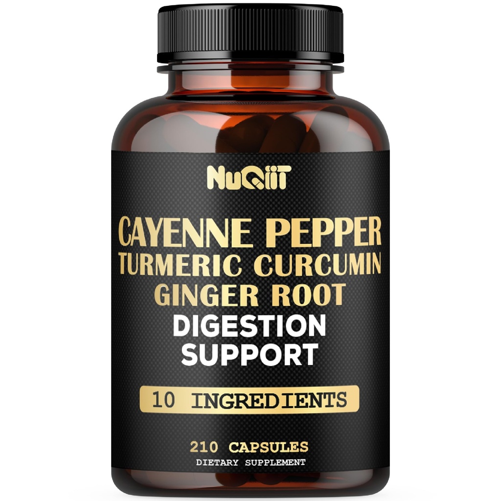 Cayenne Pepper Supplement with Turmeric Curcumin Root, Ginger Root, Ceylon Cinnamon Bark & More - Immune System, Joint Health & Digestive Health Support - 210 Capsules