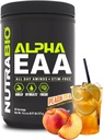 NutraBio Alpha EAA - All-Day Αμινοξέα για την ανάπτυξη των μυών και την ενυδάτωση - Essential Amino Acids with Nootropics & Adaptogens- Full Spectrum EAA BCAA Powder - 30 Servings - Τσάι Peachάκινο